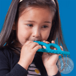 girl chewing on a bumpy b-buddy chew