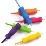 jumbo foam contour grips. 6 colors shown, all on pencils