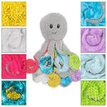 close up shot of each material on the tickley tactile octopus