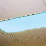 blue light filter covering a classroom fluorescent window