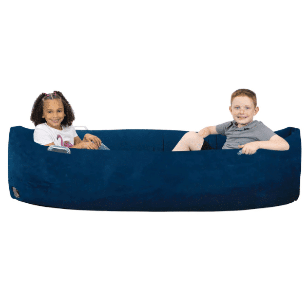 large sensory canoe with two kids