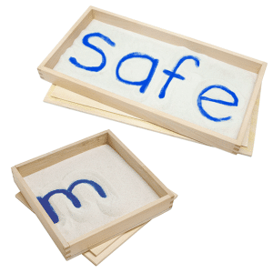 2 sizes of sand tracing trays for practicing letters
