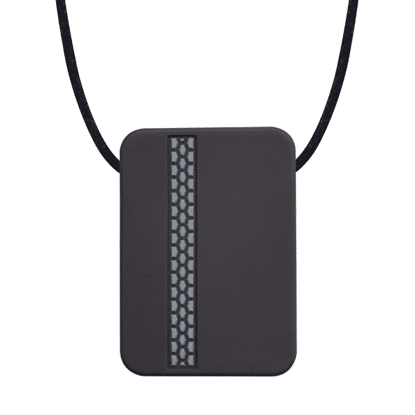 gray block shaped chewy necklace