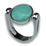 spinner ring with a green gem