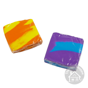 2 kneadable erasers with swirly colors
