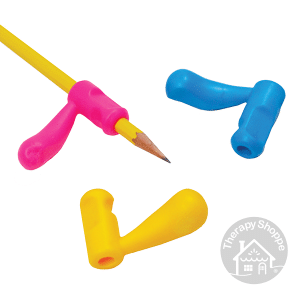pink hammer grabber grip on a pencil. 2 other colors next to it