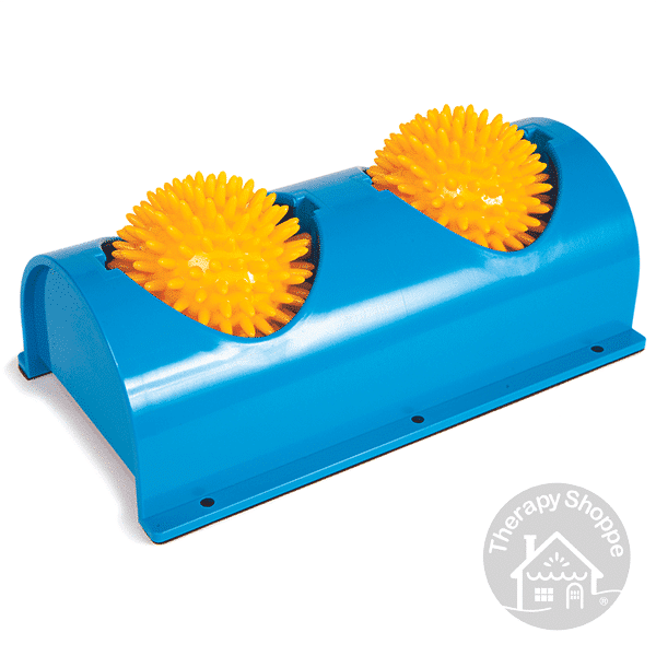 blue base with yellow tactile foot rolling balls