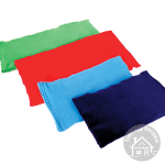 four colors and sizes of weighted lap pads with soft fleece covers