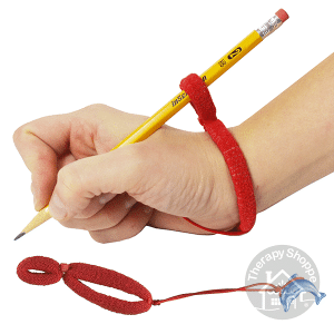 person using a handiwriter to hold a pencil