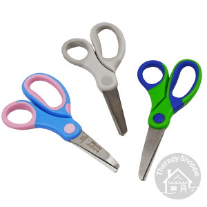 mini OT scissors in 3 colors: pink/blue, grey, and blue-green