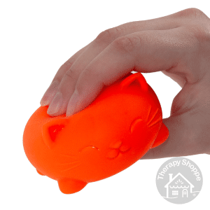 hand squeezing a nee doh cool cat